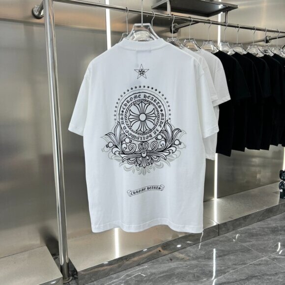 Chrome Hearts Big Horseshoe Couple's Casual Short Sleeve T-Shirt - White - Picture 2 of 8